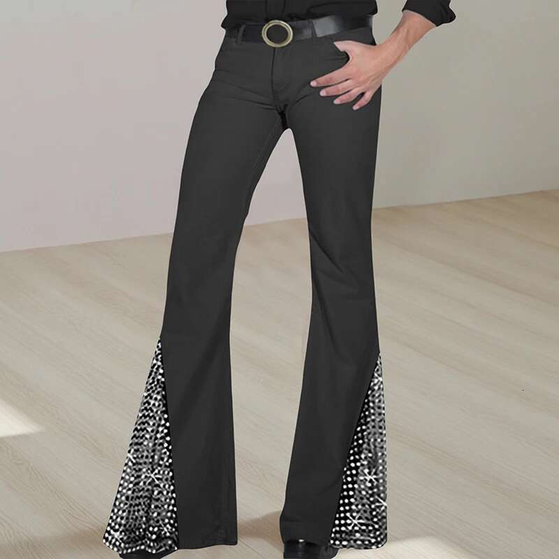 Mens Vintage Sequin Embellished Flare Jeans Retro Bell Bottoms with a Stylish Twist Perfect for Any Occasion and Season
