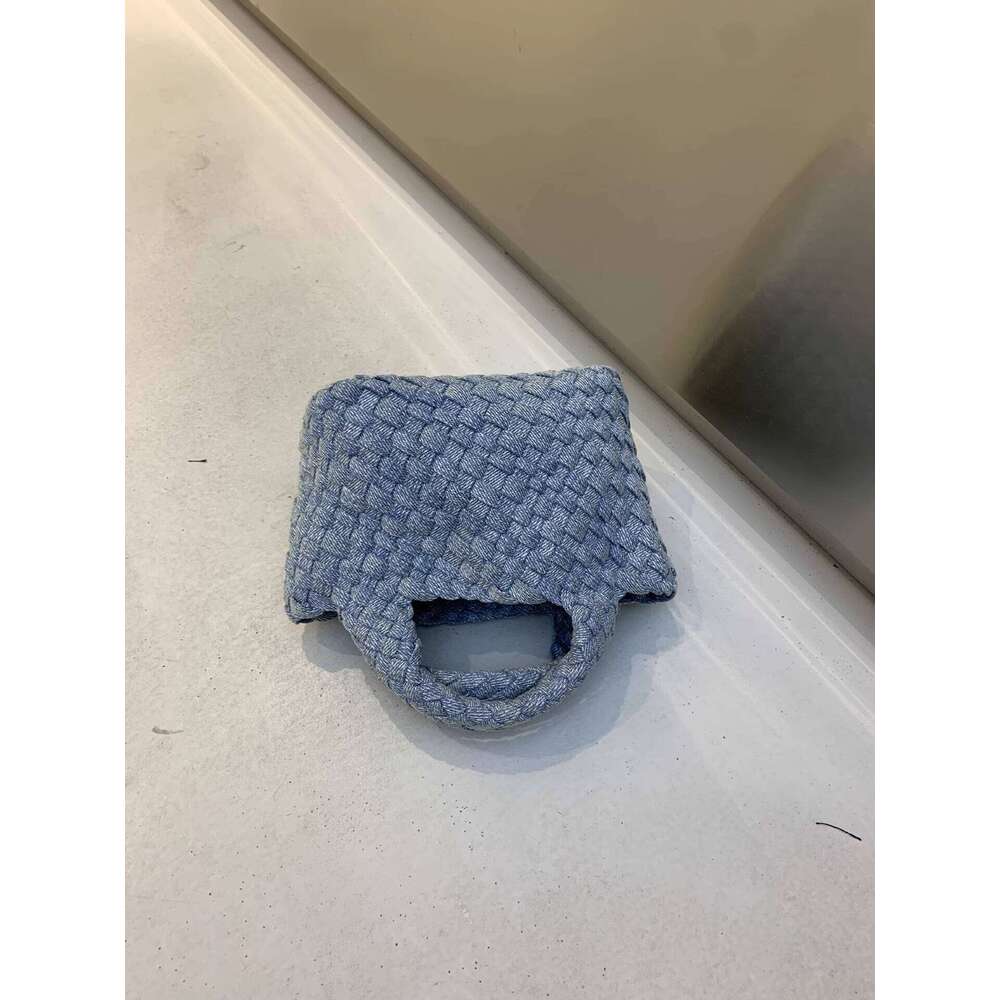 New Denim Woven for Women Small Bucket Chain Mini Handbag Tote Shoulder Crossbody Bag