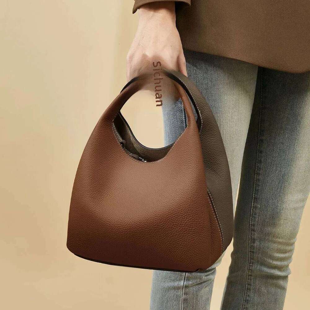 2024 New Nichedesign Genuine Leather Soft Bucket Handbag Women's Shoulder Crossbody Bag Direct Manufacturer Supply