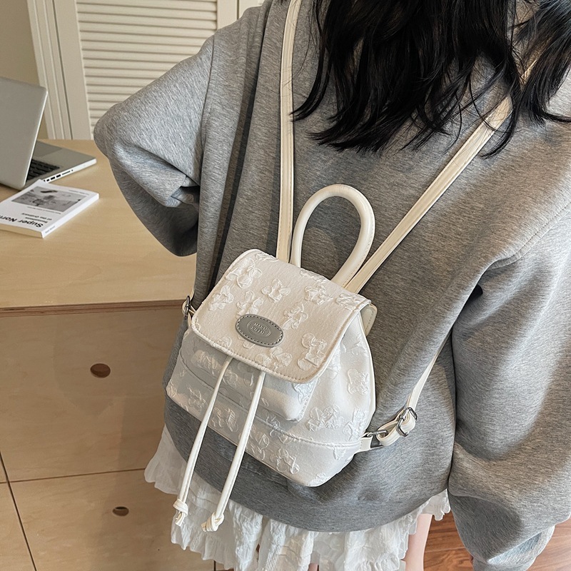 designer Korean Style Simple Backpack 2025 New Model for Female College Students, Compact and Lightweight Backpack with High-Quality Texture, Bucket B