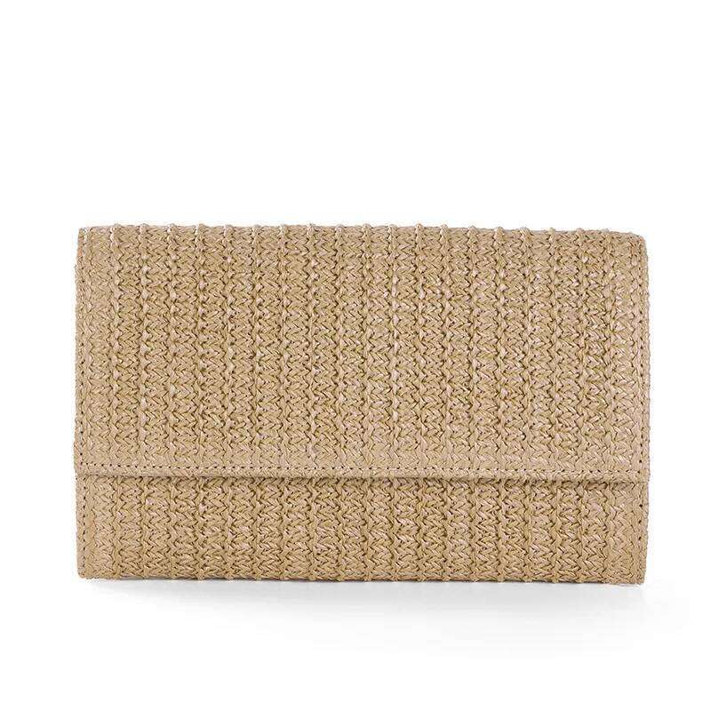 3Pcs Clutch Bags Women Straw Weave Multifunctional Holiday Style Flap Cover Long Beach Shoulder Bag