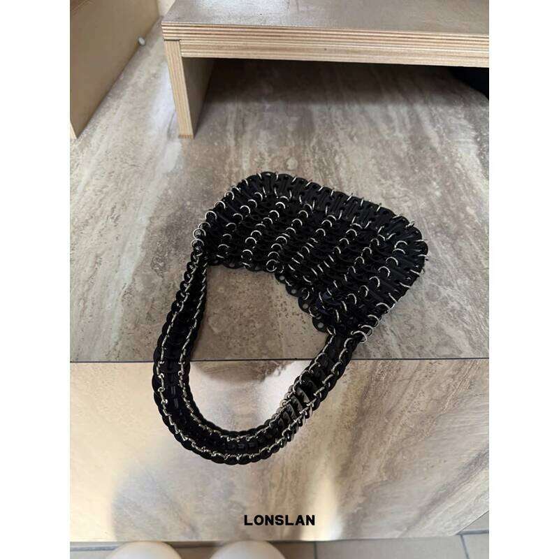 Women Metal Evening Bags Sequins Chain Woven Hollow Clutch Purse Female Travel Holiday Shoulder Bag Handbag