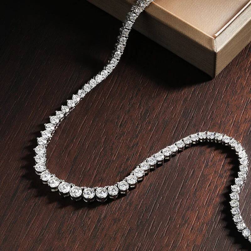 KNOBSPIN 3 Claw D VVS1 Moissanite Tennis Necklace s Sterling Sier White Gold GRA Certified Wedding Necklaces for Women