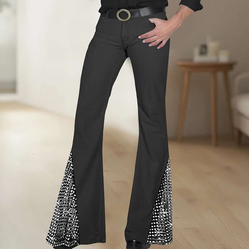 Mens Vintage Sequin Embellished Flare Jeans Retro Bell Bottoms with a Stylish Twist Perfect for Any Occasion and Season