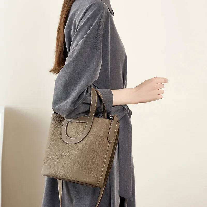 designer bag Luxury Bag Women Top Layer Cowhide Bucket Hand-Held Shoulder Cross-Body Leather Women's Bag Tide