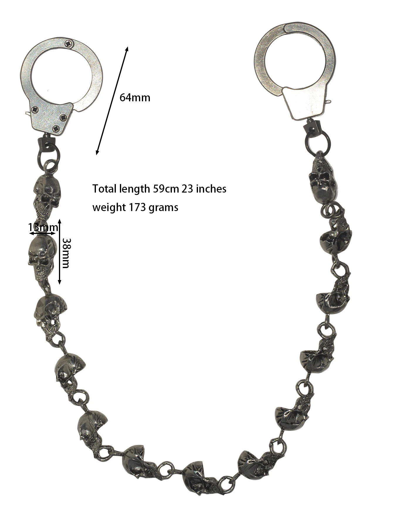 Hip pop Heavy self defense EDC Trousers Jeans Wallet waist pirate skull Chain thumb cuff Keychain choker Gift choice 250530