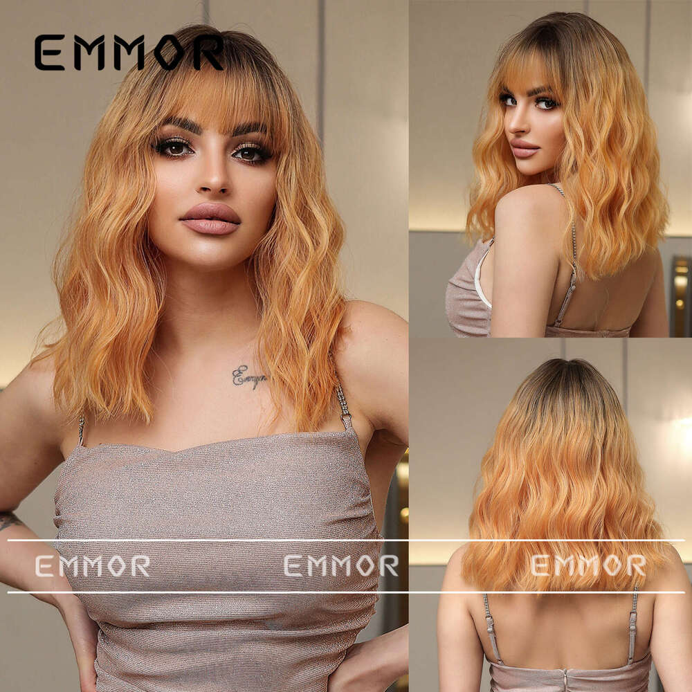 Summer Bobo Hair Wig For Women, Internet Celebrity Style, Natural Fluffy Water Wave Short Curly Hair, Collarbone Length