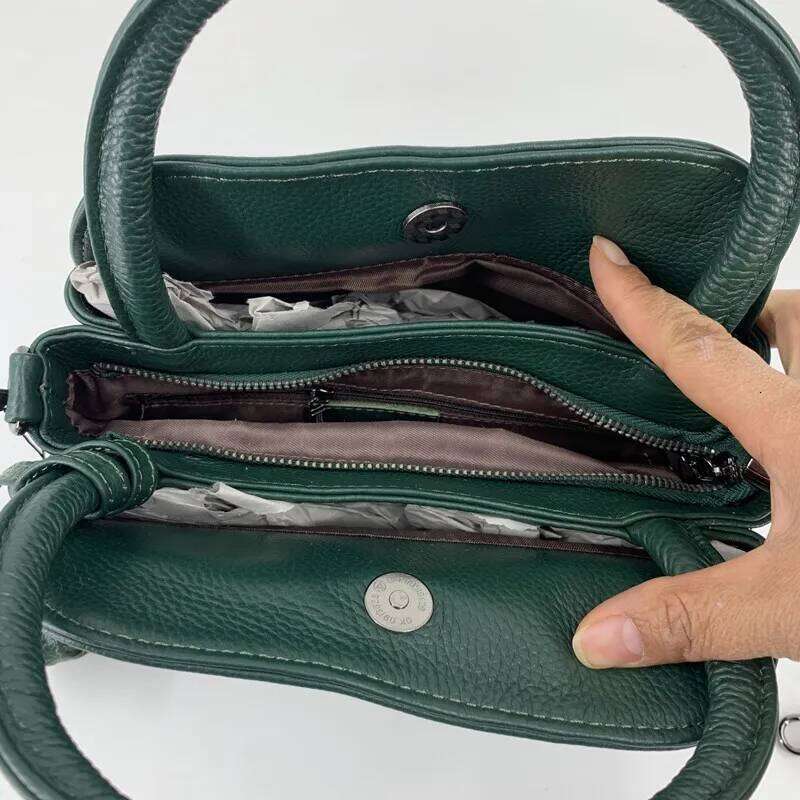 Woman Handbags Women Genuine Leather Crossbody New Fashion Female Shoulder Messenger Purses Solid Mom's Hand Bag