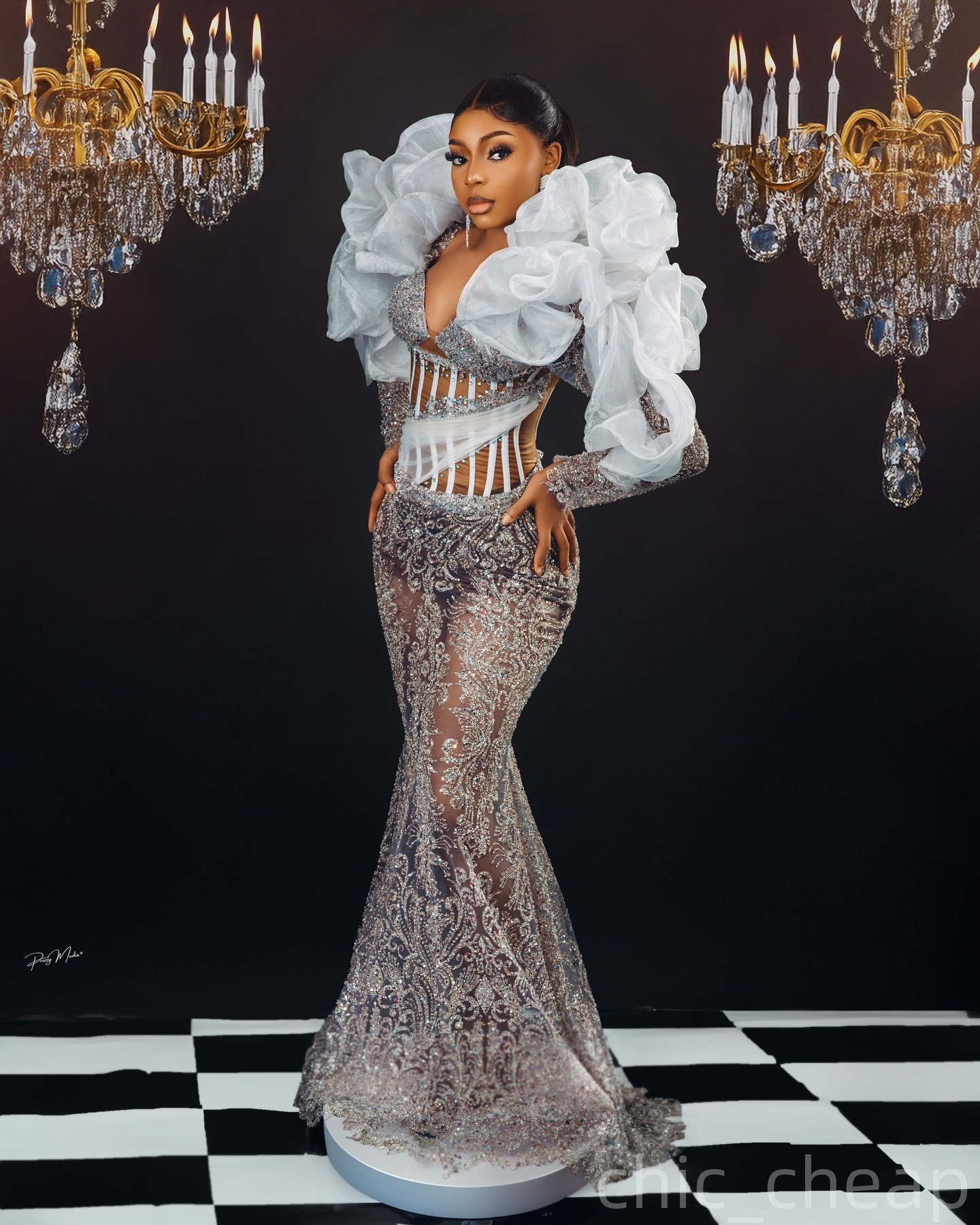 Ivory Mermaid Prom Dresses 2025 Sequined Crystals Ruffles Sparkly Evening Formal Party Second Birthday Engagement Gowns Plus Size Dress For Special Oc