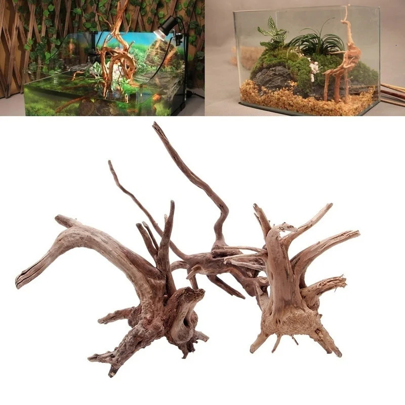 Natural Tree Trunk Driftwood Aquarium Fish Tank Reptile Cylinder Making Roots Plant Wood Decoration Ornament Aquarium Plants 250604