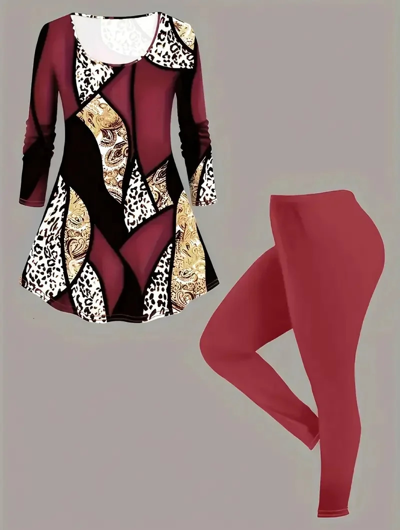 Plus Size 1XL5XL Womens Solid Chic Set Crew Neck Casual TwoPiece Tank Top Slim Pants Ladies Comfortable Clothing 250603