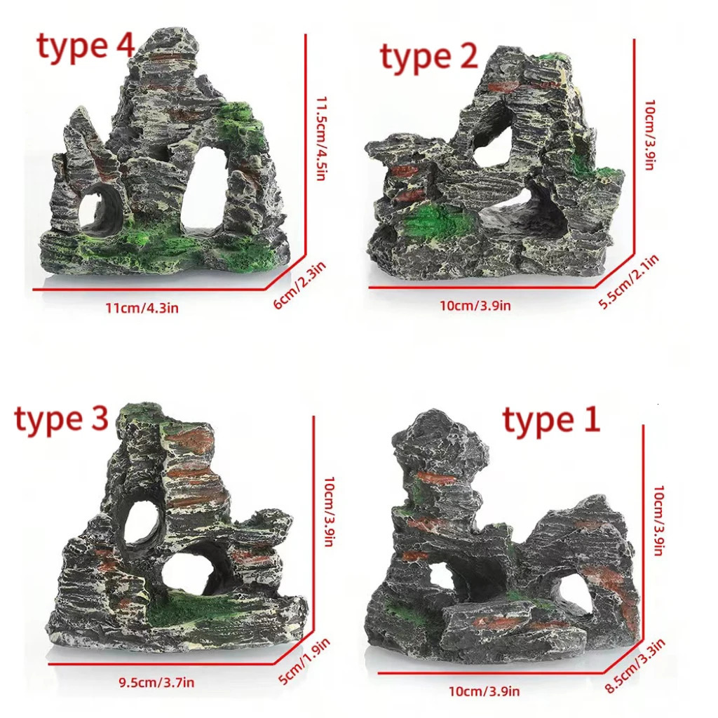 Fish Tank Landscaping Ornamental Rockery Simulation Resin Process Aquarium Decoration Explosive Rock Decoration Fish Hiding Cave 250604