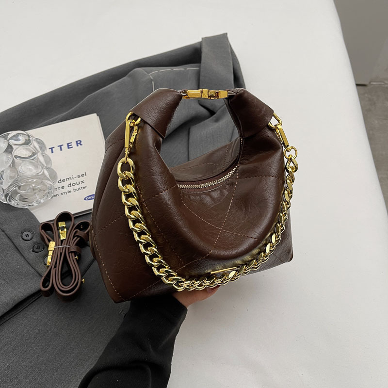 designer Vintage Lunch Box Underarm Small Bag for Women 2025 New Thick Chain Bag Fashion Handbag Shoulder Bag Casual Crossbody Bag