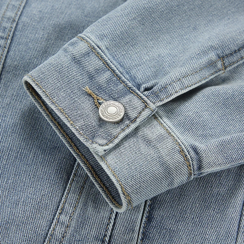 Loosefit Classic Denim Jacket Men Cotton 2024 Style Korean Trendy Casual Top Spring Autumn Cropped Black Blue 250530