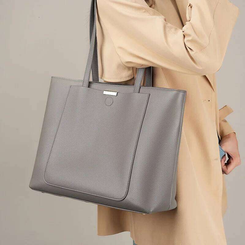 Ladies' Genuine Leather Tote Large Capacity Women Commute Shoulder Bags Fashion Female Square Handbag Hot Sale