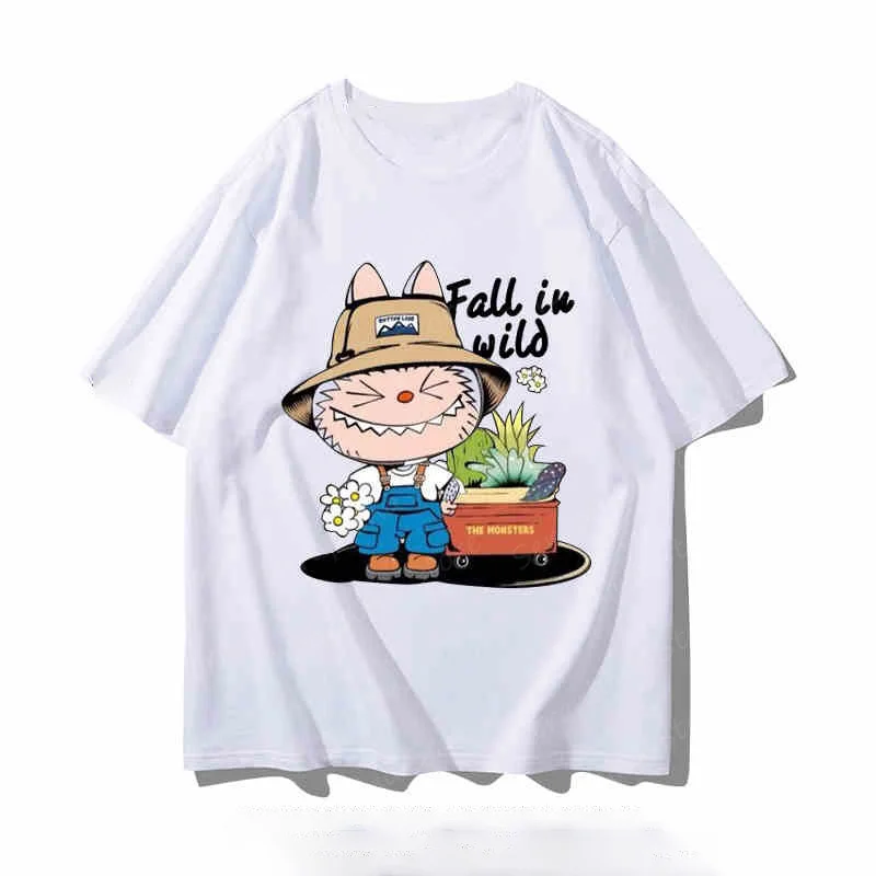 New Labubu Anime Designer T-Shirts Couple T-Shirt Short-Sleeved Men And Women Pure Cotton T-shirts Causal Women's T-shirts