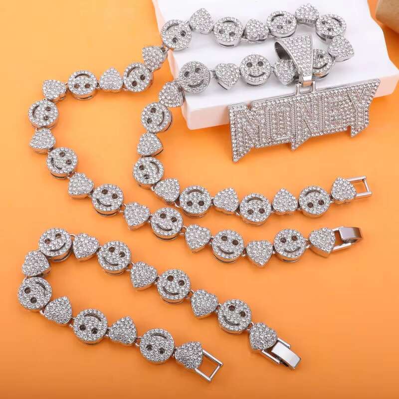 Popular Hip Hop Jewelry Fine Cuban Link Chains Fashion Chokers Necklace Men Bracelet Pendant Necklace Jewelry Set