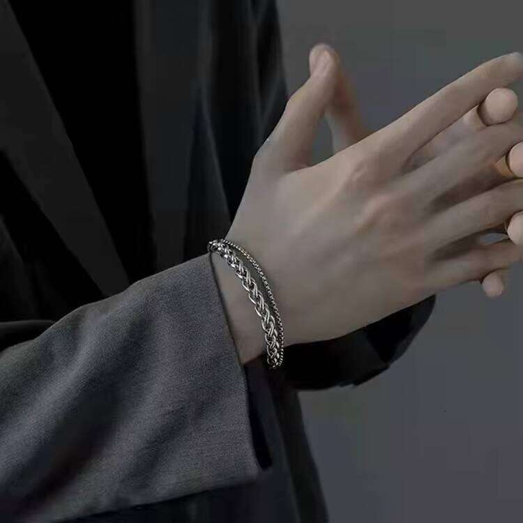 Minimalist Thick Wrist Chain Korean Style Fashion Hip-Hop Dragon Bone Bracelet Men's Daily Accessories