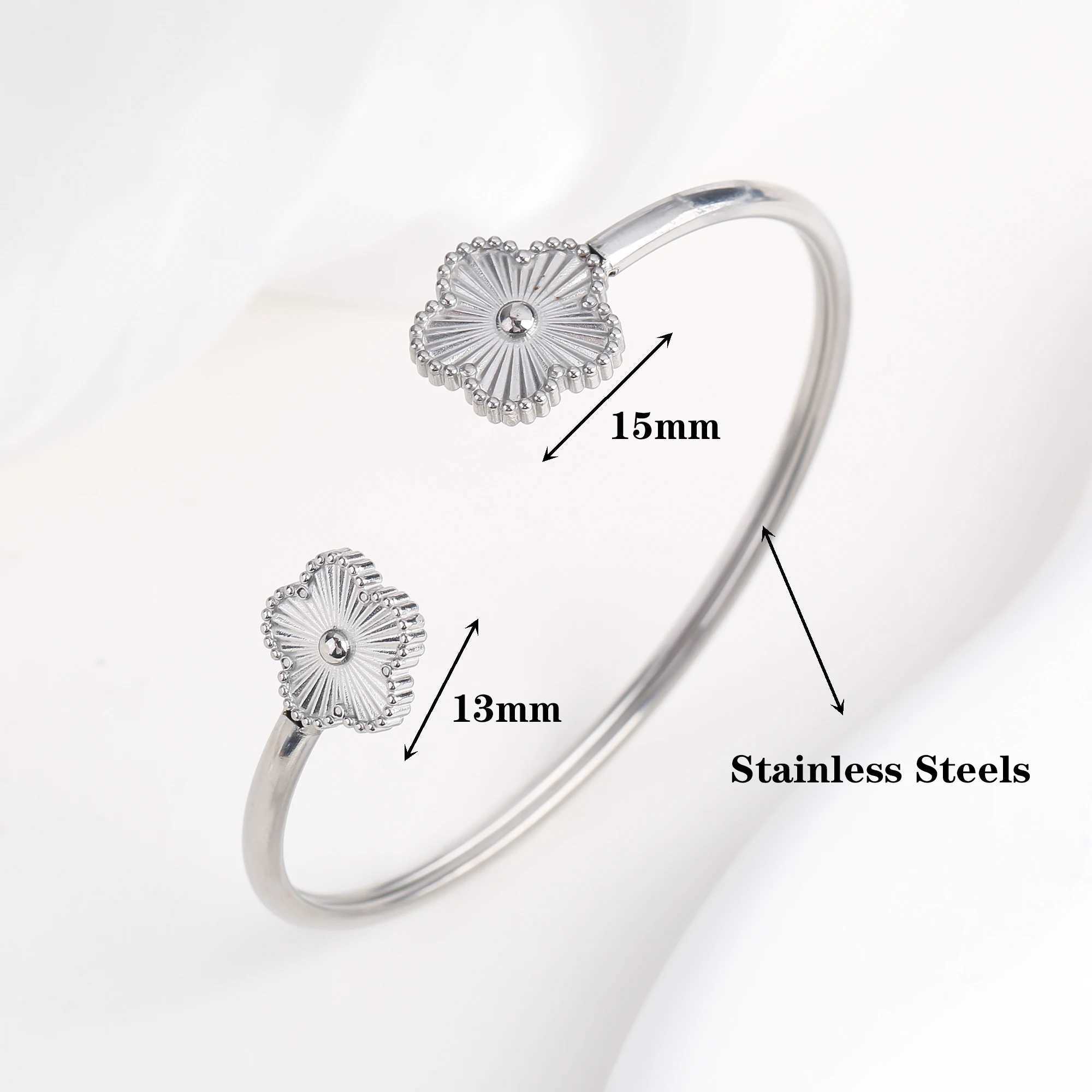 High Quality Luxury Stainless Steel Botanical Five Flower Bangle Necklace Ring Jewelry Set Classic for Women Jewelry Z250607