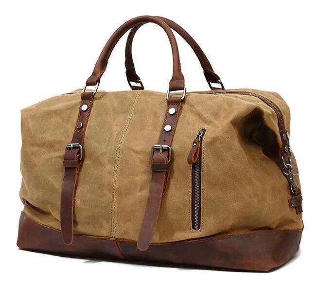 Canvas Leather Travel Hand Lage Carry On Large tote Vintage Men Duffle Weekend Bag big Overnight
