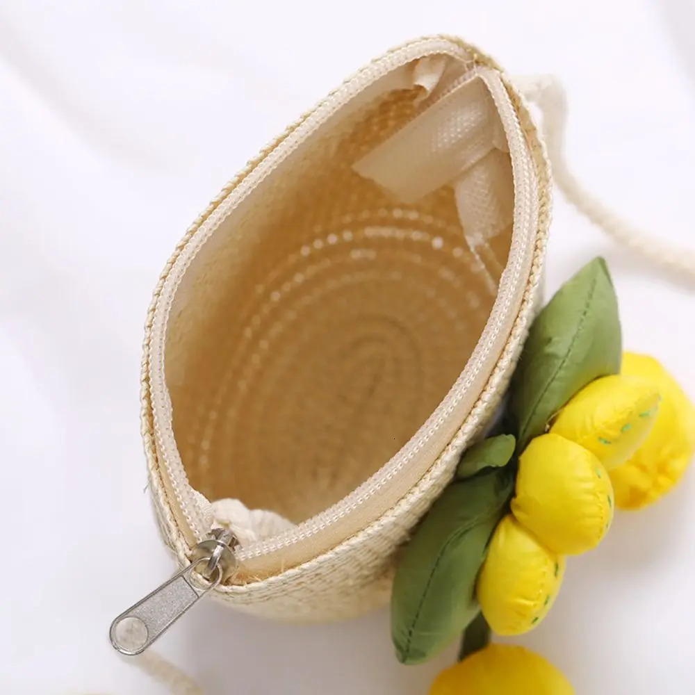 Cute Straw Shoulder Bags Flower Mini Coin Purse Handbags for Kids Girls 250605