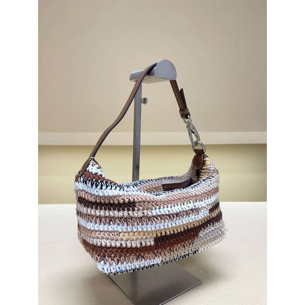 Women's Handbag Rainbow Woven Lunch Box Large Capacity Armpit Bag 2025 New High-Quality Fashionable Elegant Versatile
