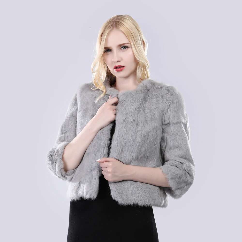 Hot Sale Girl Coat Women Jacket Genuine Rabbit Outerwear Casual Short Real Fur Coats