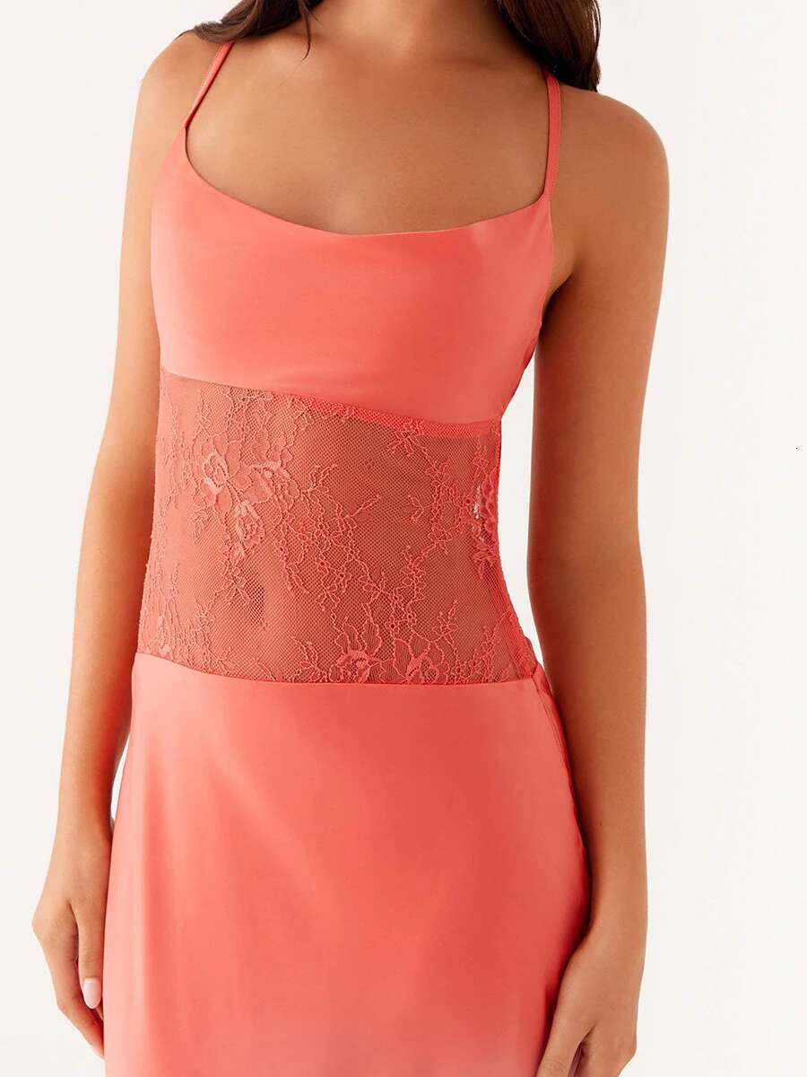 Elegant Floral Embroidered Maxi Dress with V-neckline and Adjustable Spaghetti Straps for Wedding Evening Party Beach