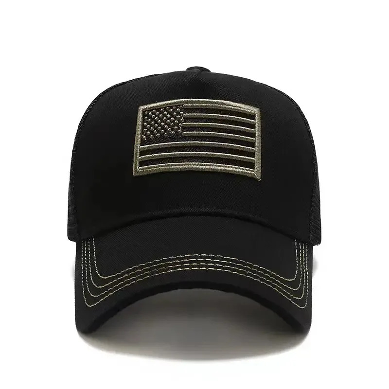 American Flag Embroidery Baseball Cap Men Summer Outdoor Camouflage Tactical Mesh Hat Adjustable Breathable Visor Caps 250605
