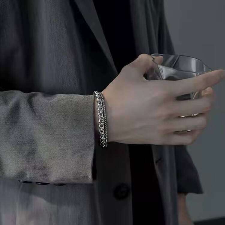 Minimalist Thick Wrist Chain Korean Style Fashion Hip-Hop Dragon Bone Bracelet Men's Daily Accessories