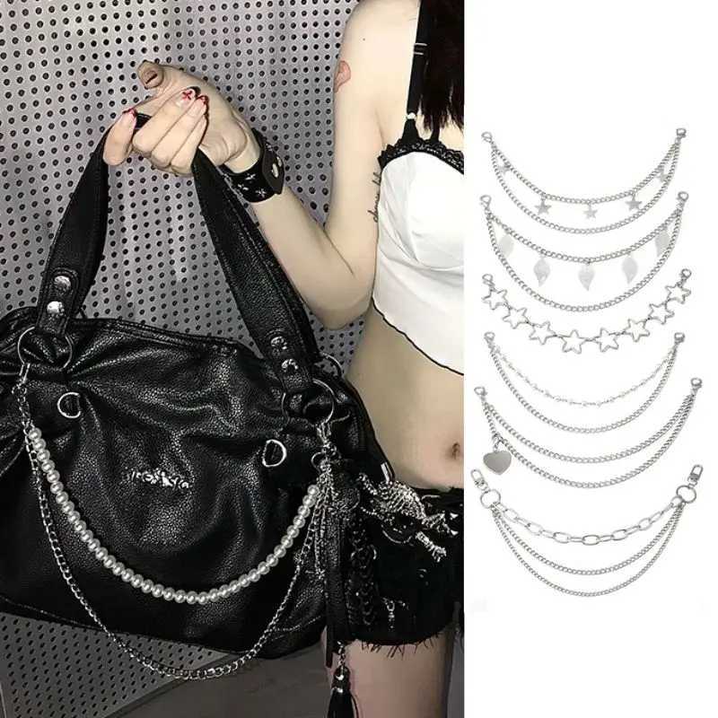 Y2k Metal Pearl Chain Strap For Bags Multi-layer Bag Chain For Handbag DIY Handles Star Pendant Shoulder Bag Chain Accessories XJ250607