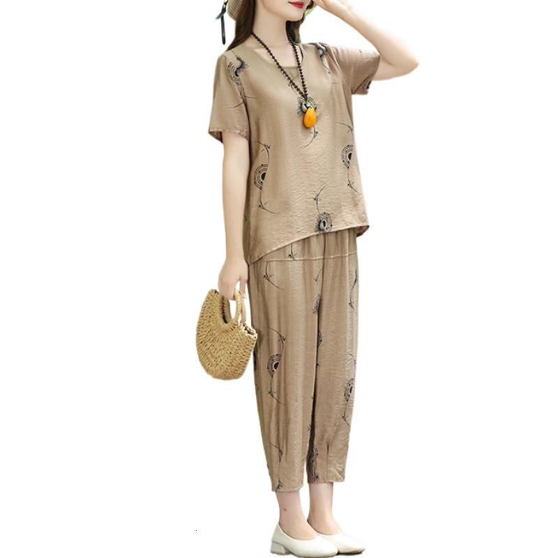 Classic Summer Two Piece Set TshirtPants 2024 Womens Plus Size Fashion Casual Short Sleeve Knitted Button Clothing 250603