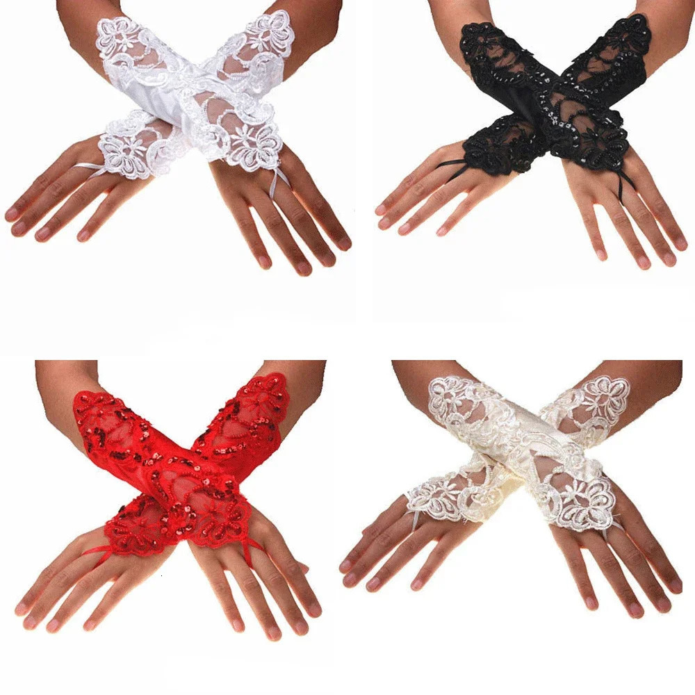 1Pair Fishnet Fingerless Gloves Lace Wrist Cuff Hand Gloves Short Sleeve Gloves Bridal Wedding Mesh Gloves Party Gloves 250603