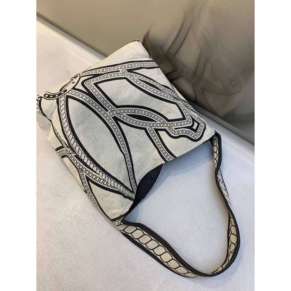 Linen Print Bag New Single Handheld Canvas Designer Shoulder Versatile Fashion