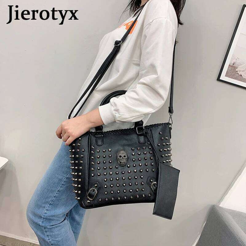 Designer Bag JIEROTYX Women Bags Leather Crossbody Bag Purse Skull Hangbag Great Quality Large Capacity Fashion Rivet Gothic Style Dropship