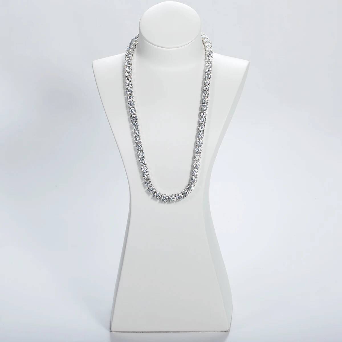 AnuJewe 6.5mm 66cttw D Color Moissanite Dia Tennis Chain Necklace Sterling Sier Gold Plated Neckalces Jewelry