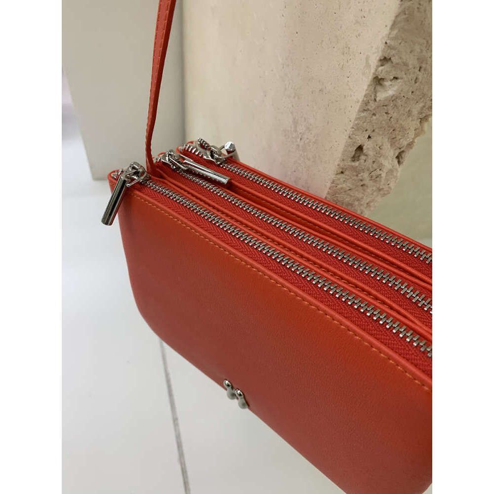 Korean Soft Calfskin Dopamine Genuine Leather Three Compartment Zipper Small Square Candy Color Single Shoulder Crossbody Bag