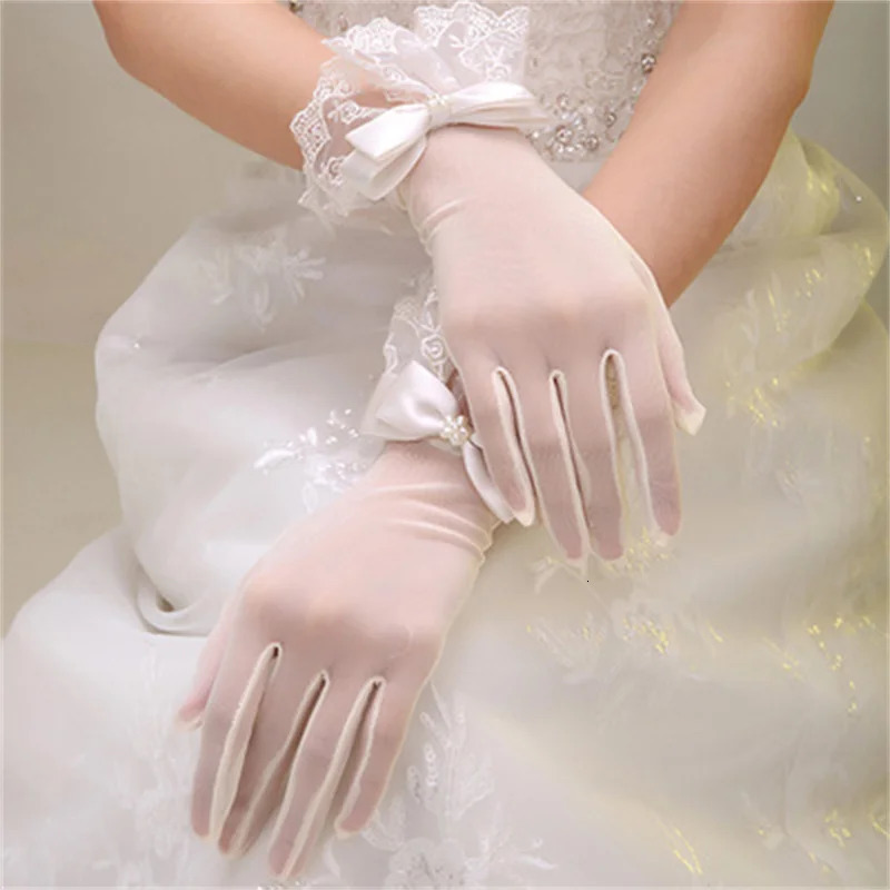 Xianmei Bridal Wedding Dress Lace Gloves Wedding Open Finger Gloves White Lace Medium Length Slim Wedding Gloves Simple 250603