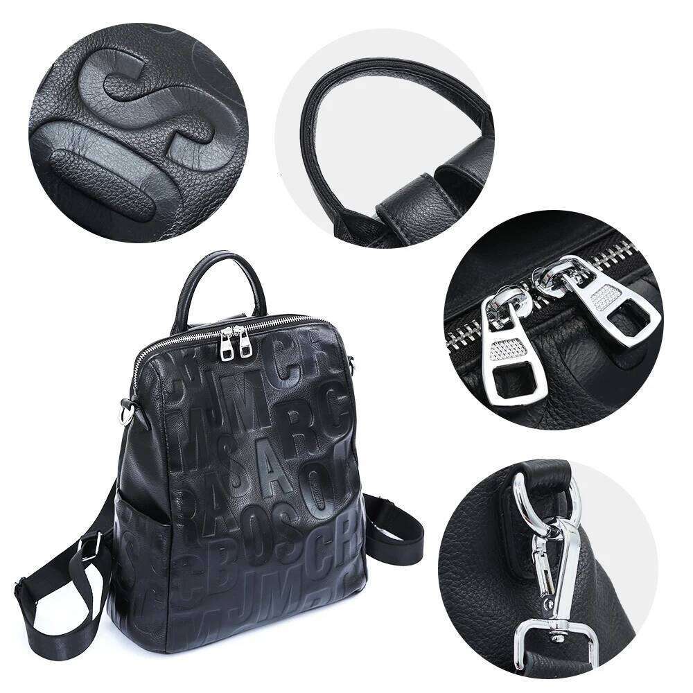 Designer Bag Zency Women S Genuine Leather Backpack Top Quality Sier Hardware Unique Letter Shoulder Travel Knapsack Lady Large Rucksacks