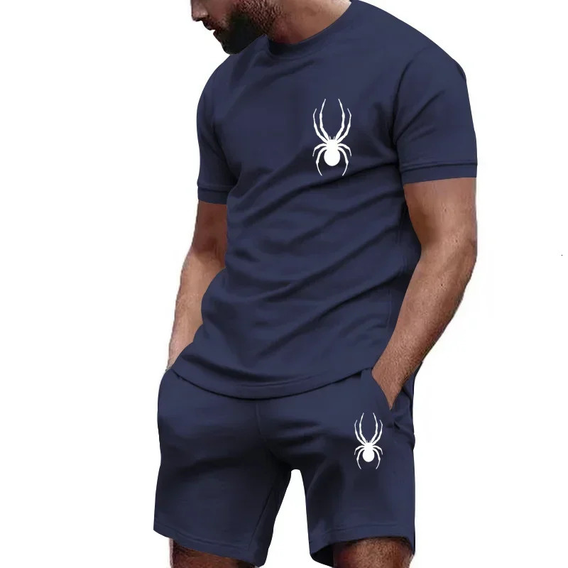 Summer Mens clothing short-sleeved T-shirt five-point shorts 2-piece set tracksuit fashion jogging casual Mens sets 250603