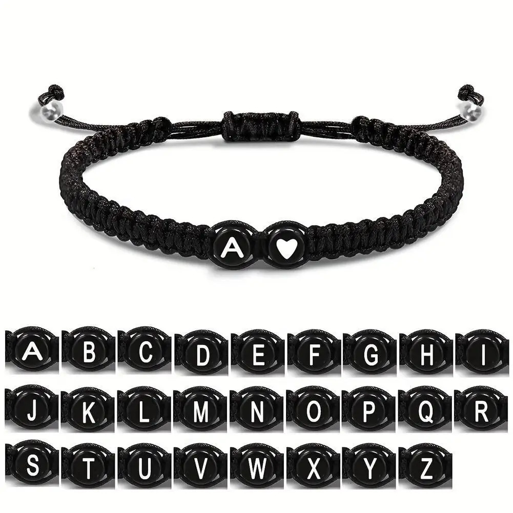 26 Letters Initial Heart Bracelets Handmade Adjustable AZ Name Braided Bracelets For Women Men Friendship Jewelry Gifts 250528