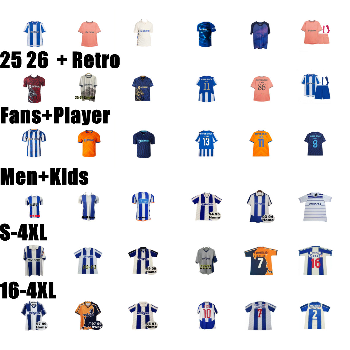 1985 86 94 95 97 98 99 Porto Retro Soccer Jerseys 2001 03 04 Cup Final home away 3rd MACIEL DECO finals Vintage maillots de Football Shirt McCARTHY DERLEI 2025/26 Uniforms