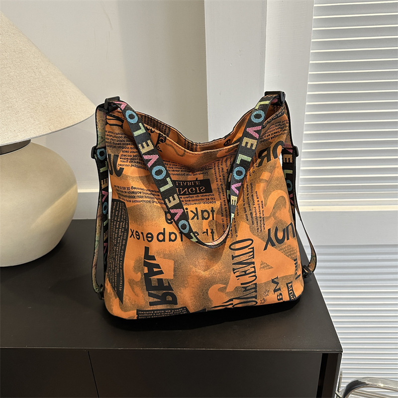 Luxury Brand Designer Bag Printed Trendy Double Shoulder Single Shoulder Two Backpacks 2023 New Korean Version Simple Casual Versatile Underarm Bag Le