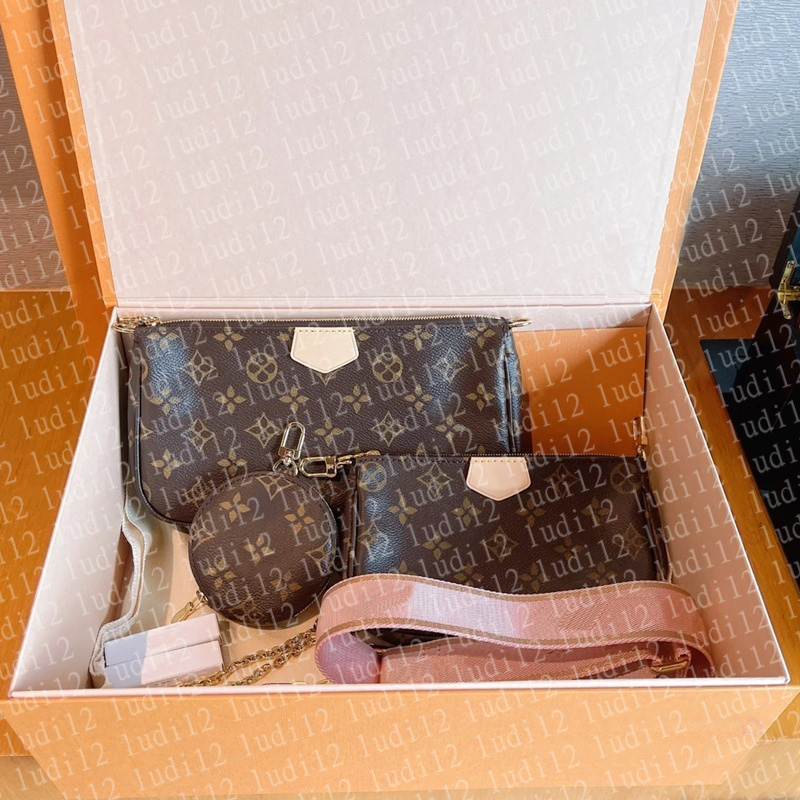 Designer Shoulder Bags 3/p Set Top Luxury Designer Wallet Shoulder Bag Women Classic Flower Pochette Felicie Bag Leather Clutch Tote mirror quality Messenger bag 19a