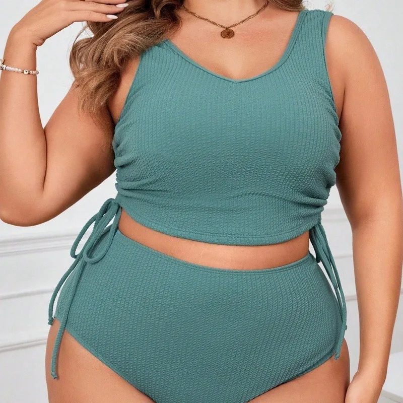 2025 Large Plus Size Bikinis High Waist Swimsuit Women Sexy Tiedye Swimwear Female Bathers Bathing Swimming Swim Suit Beachwear 250603