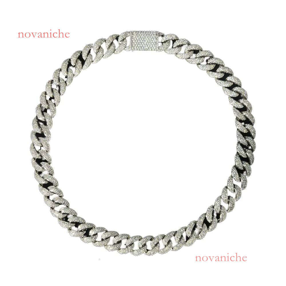 16mm Custom Sterling Sier Moissanite 14k Unisex Wholesale Cuban Link Chain Bracelet Necklace Zircon Brass