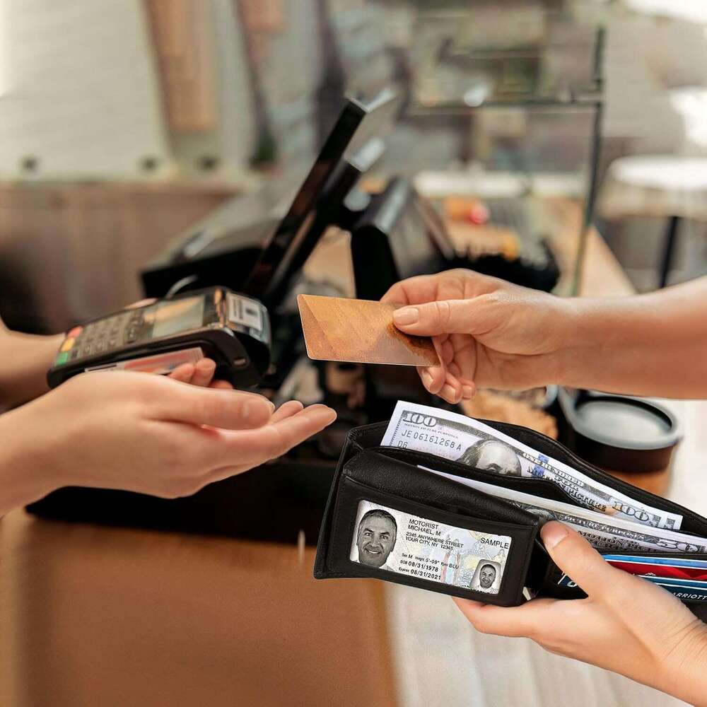 MASA Genuine Leather Mens Wallets Bifold Rfid Blocking with 2 ID Windows