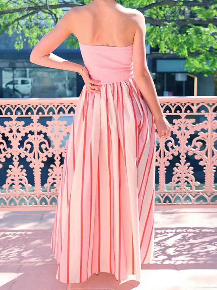 Elegant Floral Print Maxi Dress Boho Style Off Shoulder Ruffle Long Dress Summer Beach Party Strapless Sundress