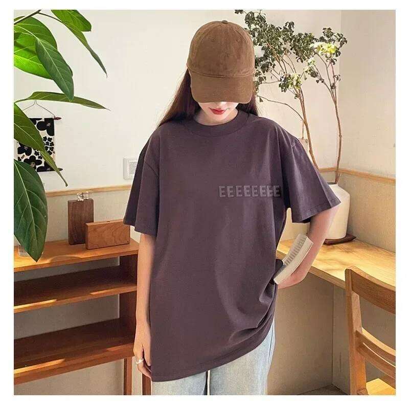 Season 9 Classic Brand Men's Chest 3D Silicone Letter Cotton Short Sleeve Trendy Couple High Street Loose Top T-shirt