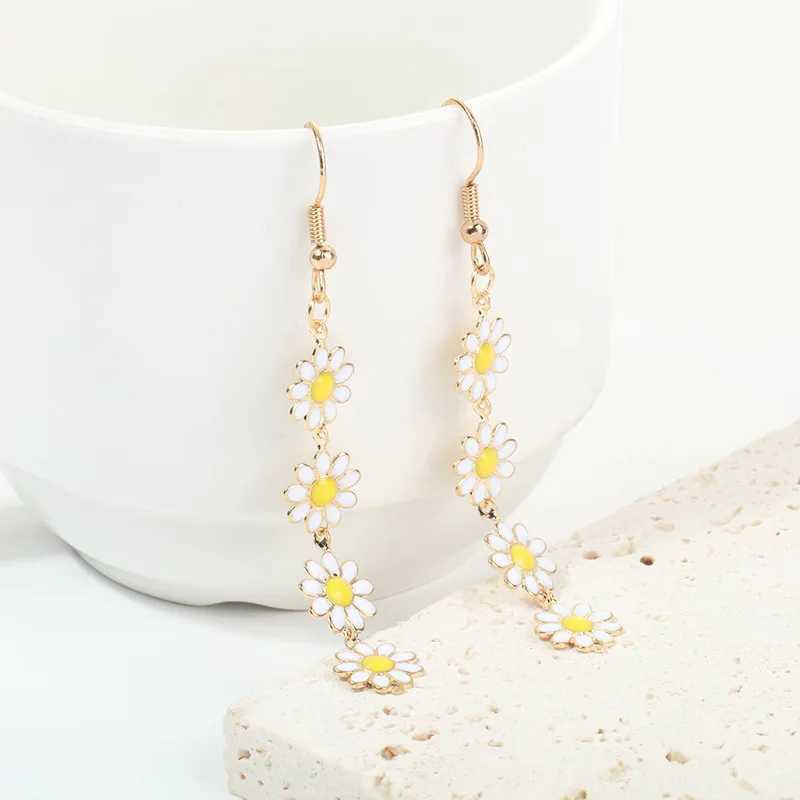3Pcs Kpop Tiny Flower Daisy Clavicle Chain Necklace Women Wed Summer Sweet Piercing Drop Earring Aesthetic Jewelry Set Z250607